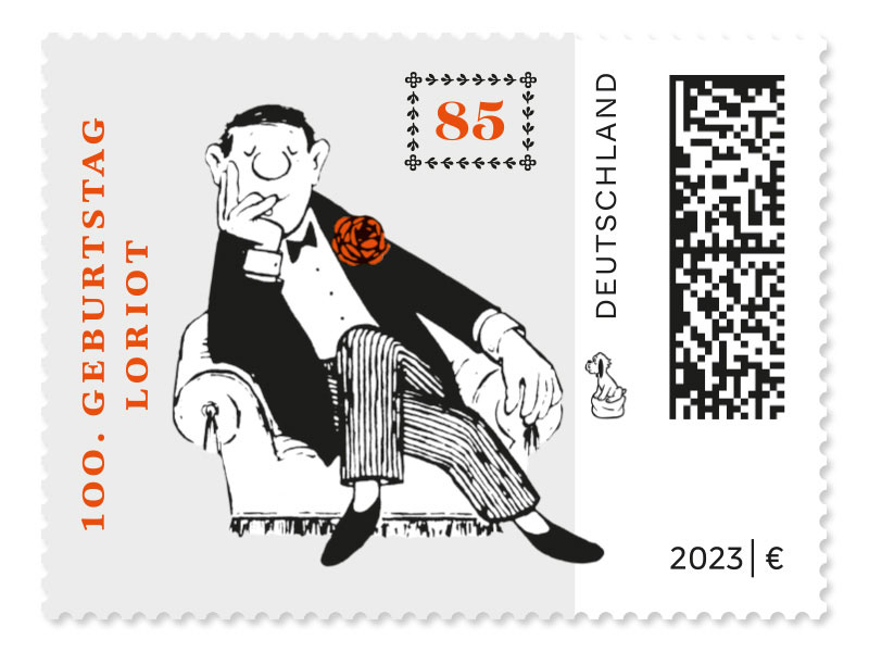 100. Geburtstag Loriot, Briefmarke zu 0,85 EUR, 10er-Bogen