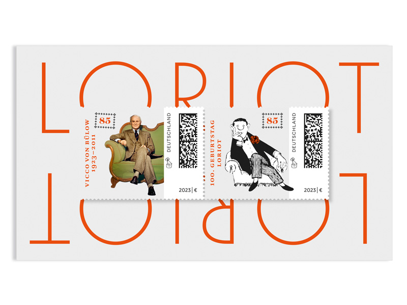 100. Geburtstag Vicco von Blow - Loriot, Briefmarken zu 0,85 + 0,85 EUR, Blockausgabe