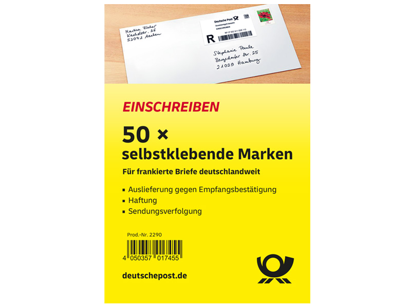 Einschreibenmarke national, selbstklebend, Packung zu 50 Stck