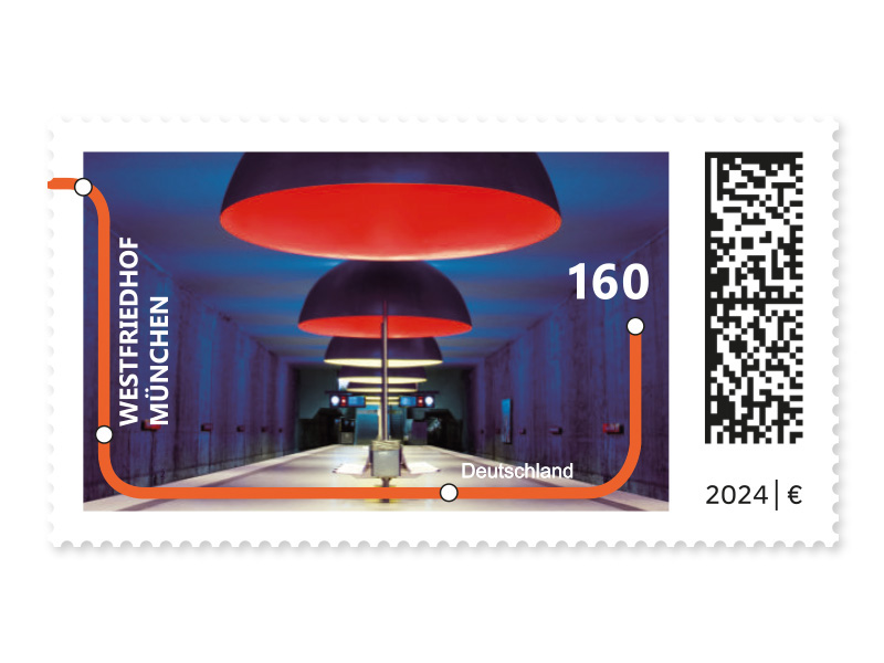 Westfriedhof Mnchen, Briefmarke zu 1,60 EUR, 10er-Bogen