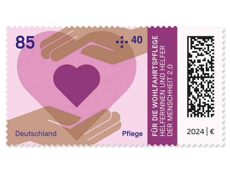 Helferinnen und Helfer der Menschheit 2.0 - Pflege, Briefmarke zu 0,85 + 0,40 EUR, 10er-Bogen