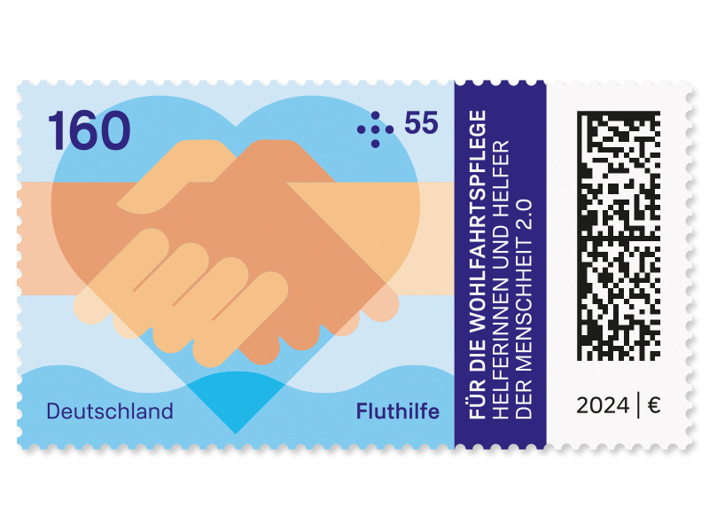 Helferinnen und Helfer der Menschheit 2.0 - Fluthilfe, Briefmarke zu 1,60 + 0,55 EUR, 10er-Bogen