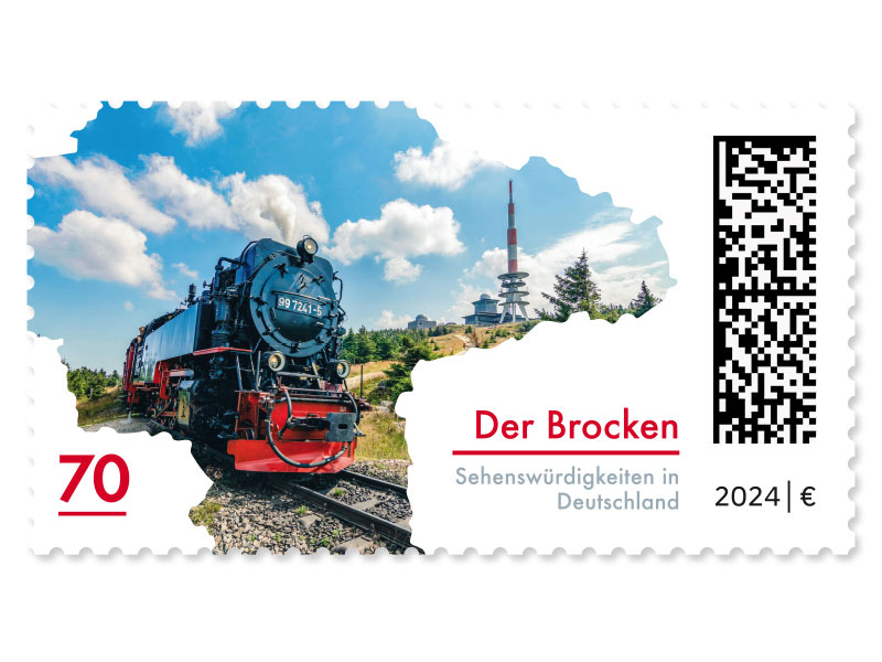 Der Brocken, Briefmarke zu 0,70 EUR, 10er-Bogen