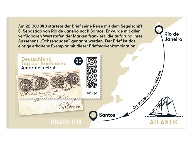 Schtze der Philatelie - America&apos;s First, Briefmarke zu 0,85 EUR, Blockausgabe 