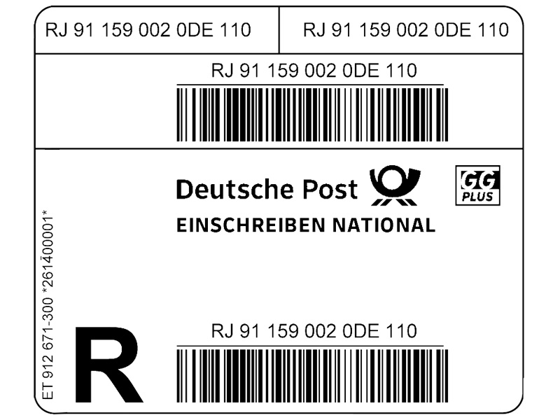 Einschreiben-Label Rolle à 500 Stück National