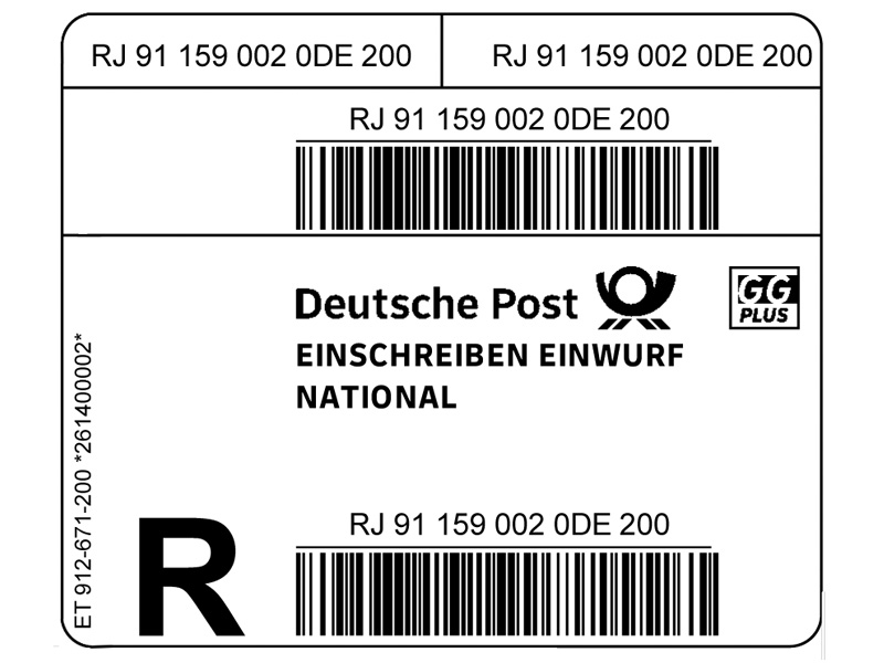 Einschreiben-Einwurf Label Rolle  500 Stck