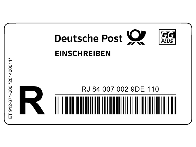 Einschreiben-Label Rolle  1000 Stck National