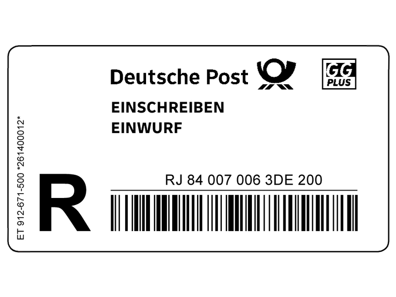 Einschreiben-Einwurf-Label Rolle  1000 Stck