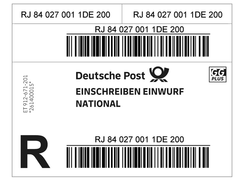 Einschreiben-Einwurf Label National