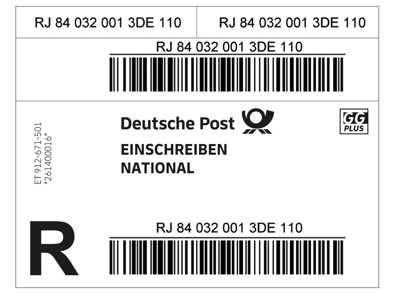 Einschreiben Label National