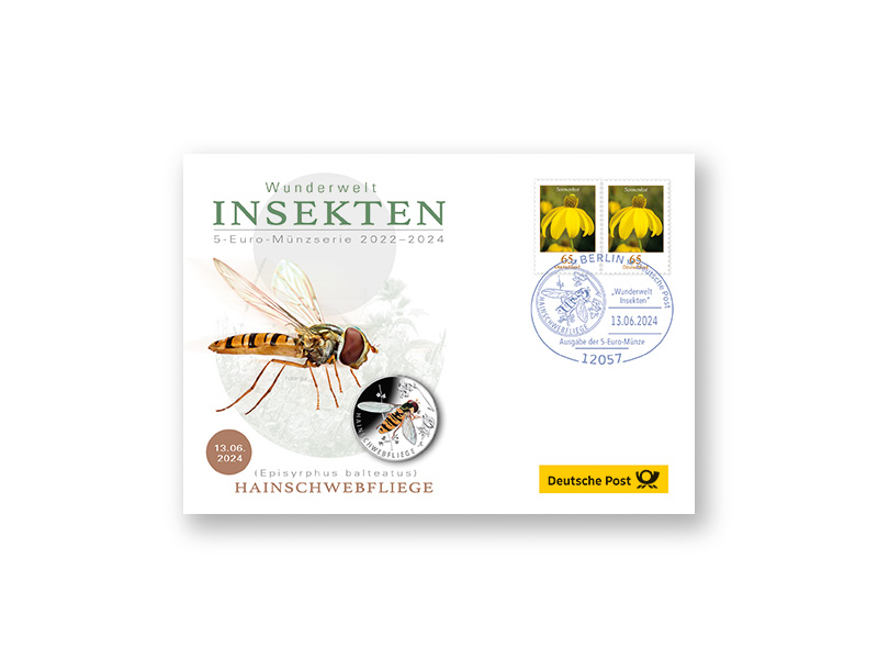 Numisbrief "Hainschwebfliege"