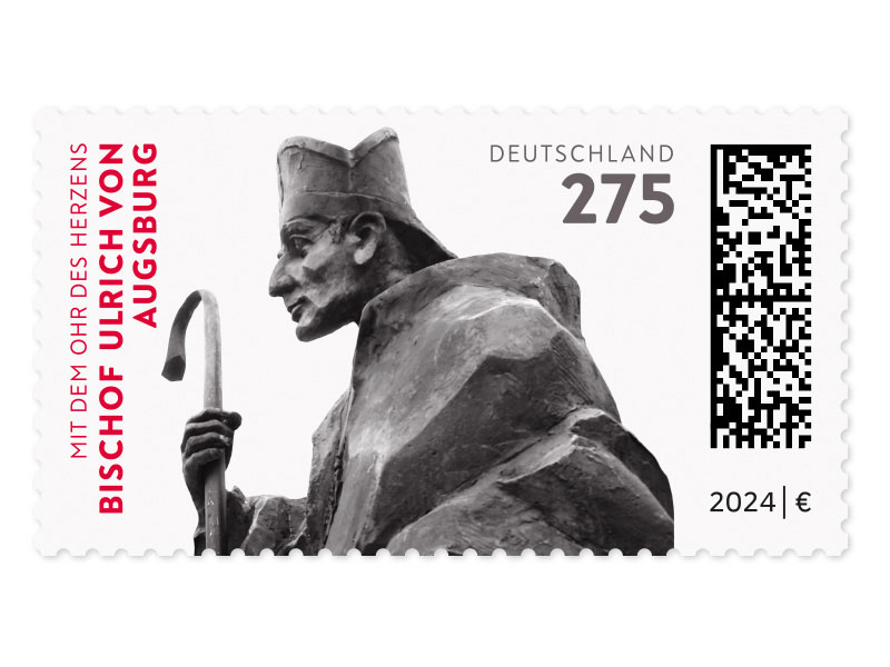 Teilansicht der Skulptur des Bischofs Ulrich von Augsburg von Klaus Backmund.