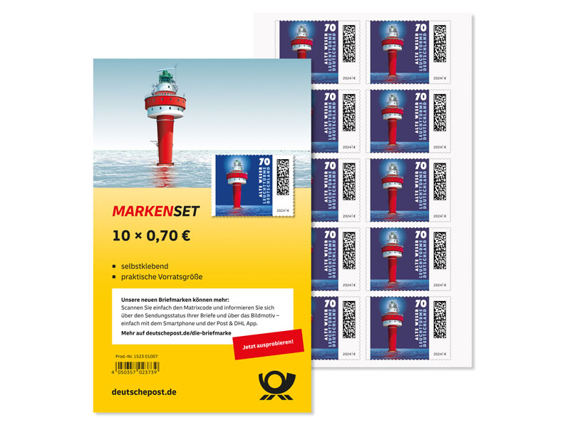 Markenset Leuchtturm Alte Weser, Briefmarke zu 0,70 EUR, 10er-Set