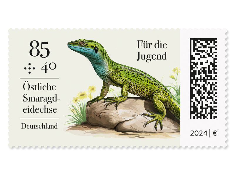 Reptilien - "stliche Smaragdeidechse", Briefmarke zu 0,85 + 0,40 EUR, 10er-Bogen