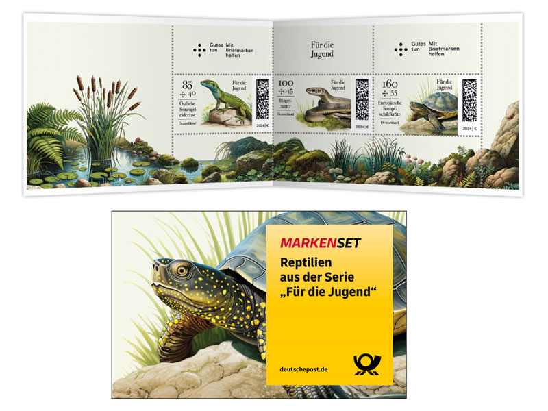 Markenset "Reptilien", 0,85+0,40 EUR, 1,00+0,45 EUR, 1,60+0,55 EUR, 3er-Set