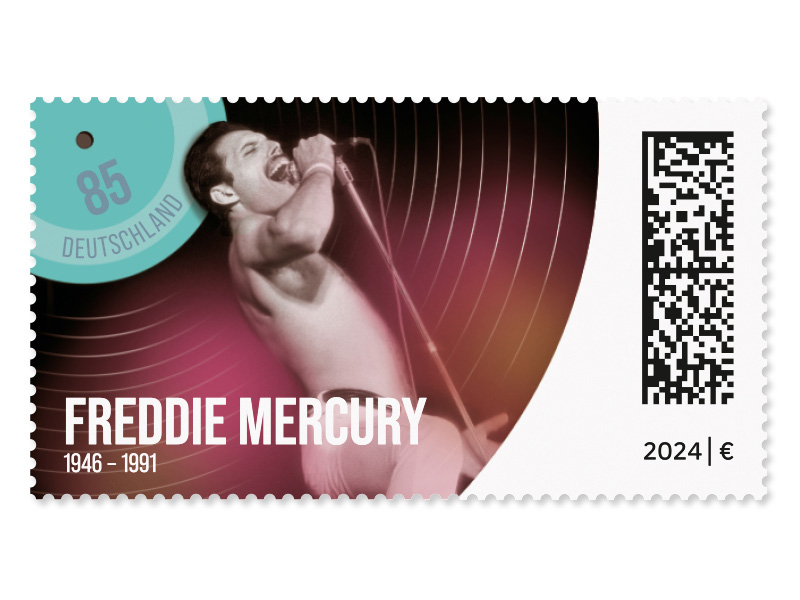 Freddie Mercury, Briefmarke zu 0,85 EUR, 10er-Bogen
