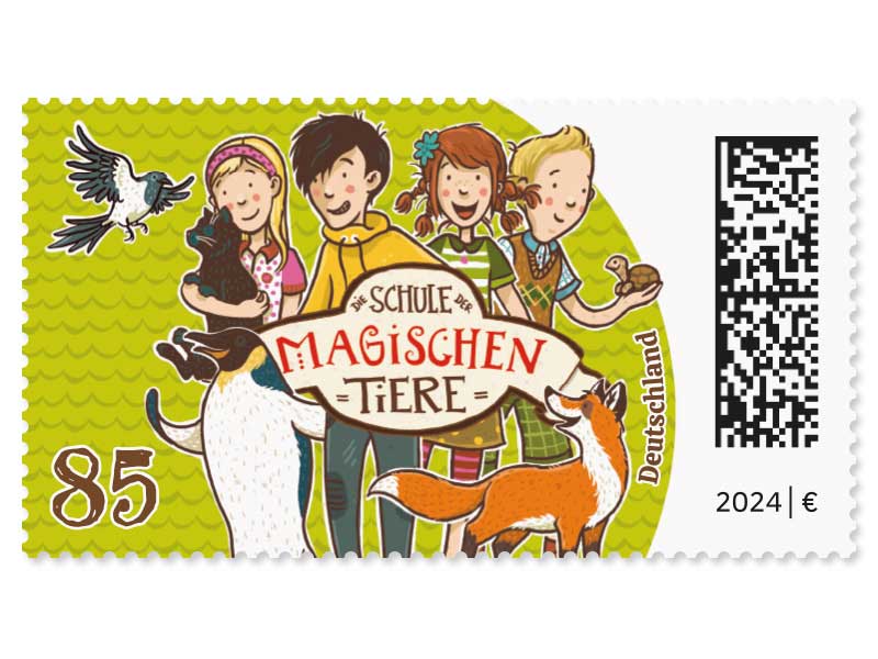 Die Schule der magischen Tiere, nassklebende Briefmarke zu 0,85 EUR, 10er-Bogen