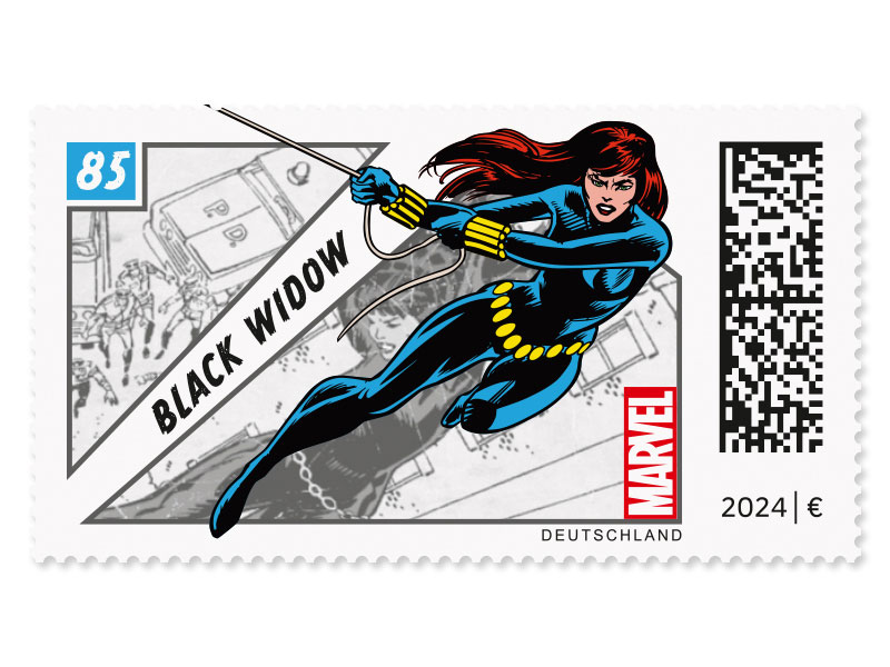 Black Widow, Briefmarke zu 0,85 EUR, 10er-Bogen