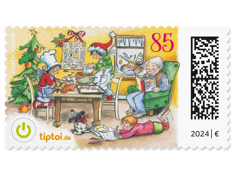 Weihnachten fr Kinder - Weihnachtsbckerei, Briefmarke zu 0,85 EUR, 10er-Bogen
