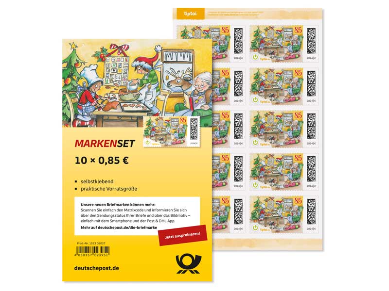 Markenset Weihnachten fr Kinder - Weihnachtsbckerei, Briefmarke zu 0,85 EUR, 10er-Set