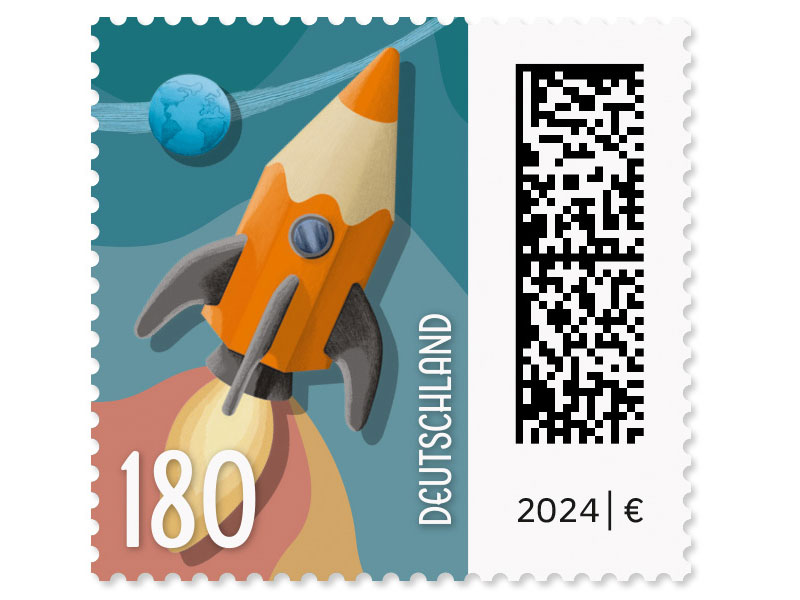 Raketenpost, Briefmarke zu 1,80 EUR, 10er-Bogen