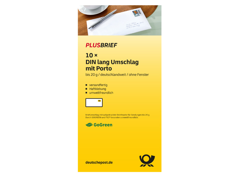 Plusbrief 0,95 EUR mit Matrixcode, DIN lang oF 10er-Set