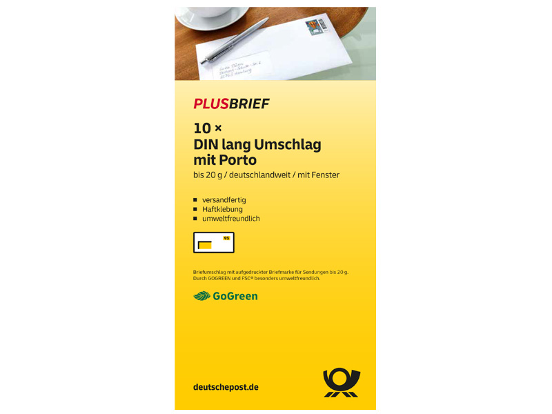 Plusbrief 0,95 EUR mit Matrixcode, DIN lang mit Fenster, 10er-Set