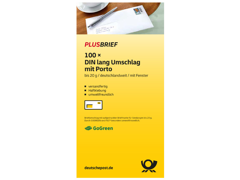 Plusbrief 0,95 EUR mit Matrixcode, DIN lang mit Fenster, 100er-Set