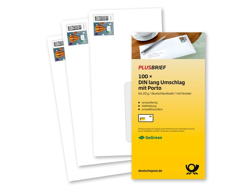 Plusbrief 0,95 EUR mit Matrixcode, DIN lang mit Fenster, 100er-Set