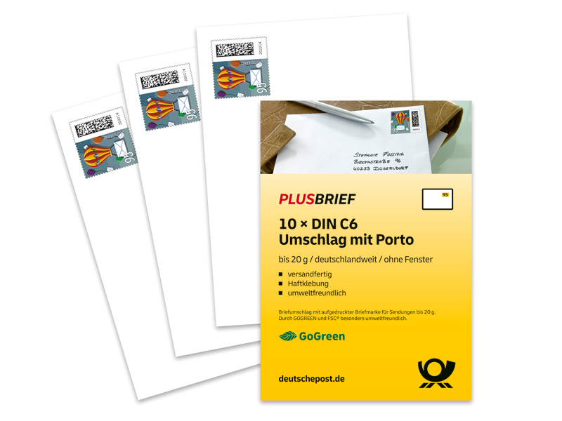 Plusbrief 0,95 EUR mit Matrixcode, DIN C6 oF 10er-Set