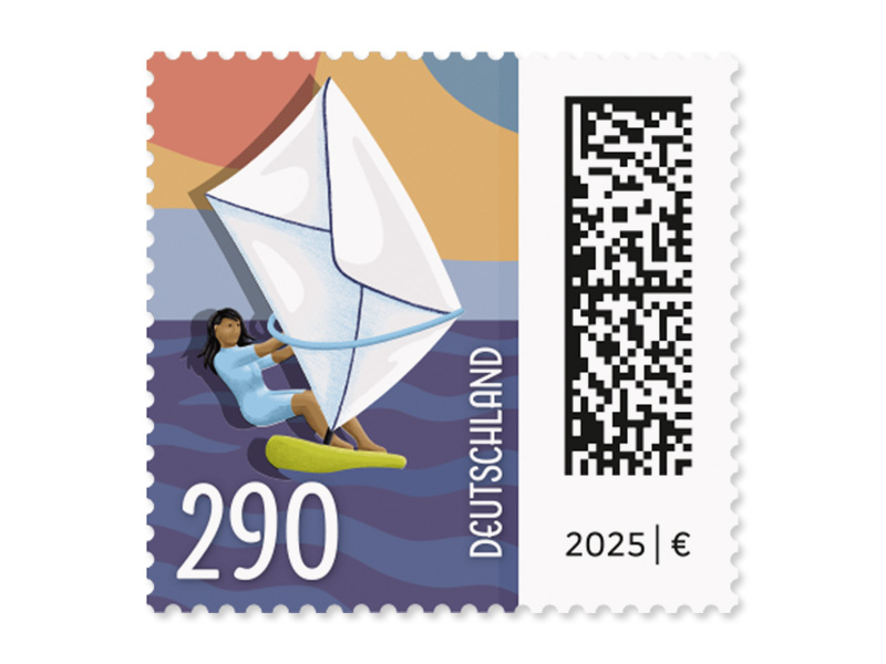 Windsurfbrief, Briefmarke zu 2,90 EUR, 10er-Bogen