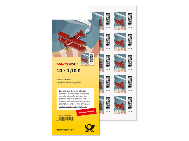 Markenset Luftpost, Briefmarke zu 1,10 EUR, 10er-Set