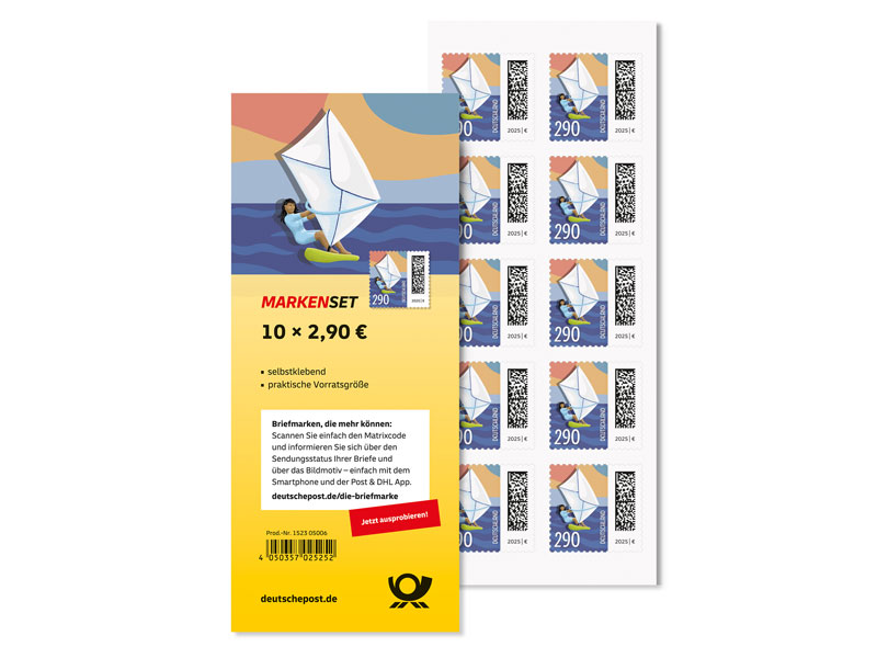 Surferin mit Briefsegel