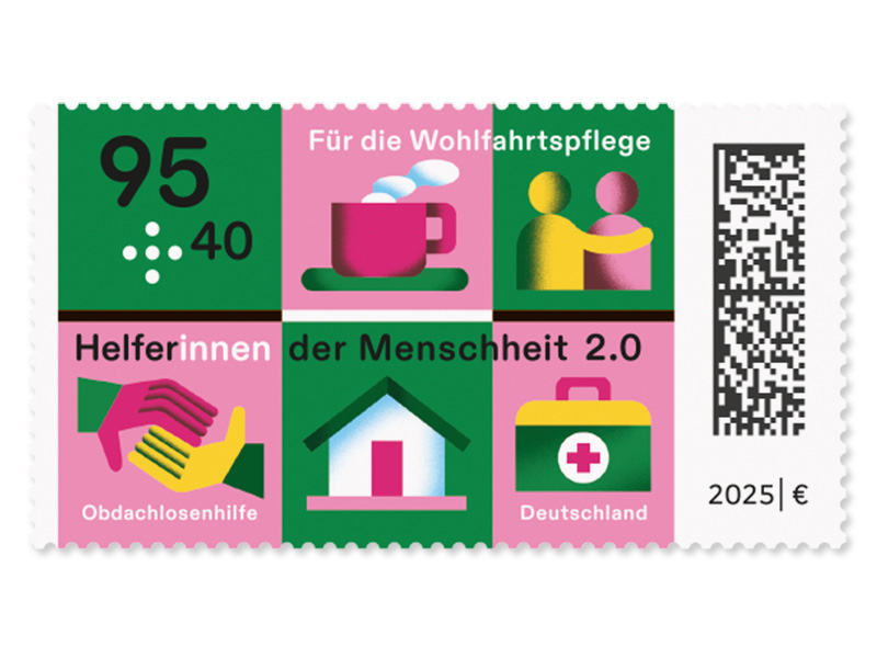 Helferinnen und Helfer der Menschheit 2.0 - "Obdachlosenhilfe", Briefmarke zu 0,95 + 0,40 EUR, 10er-Bogen