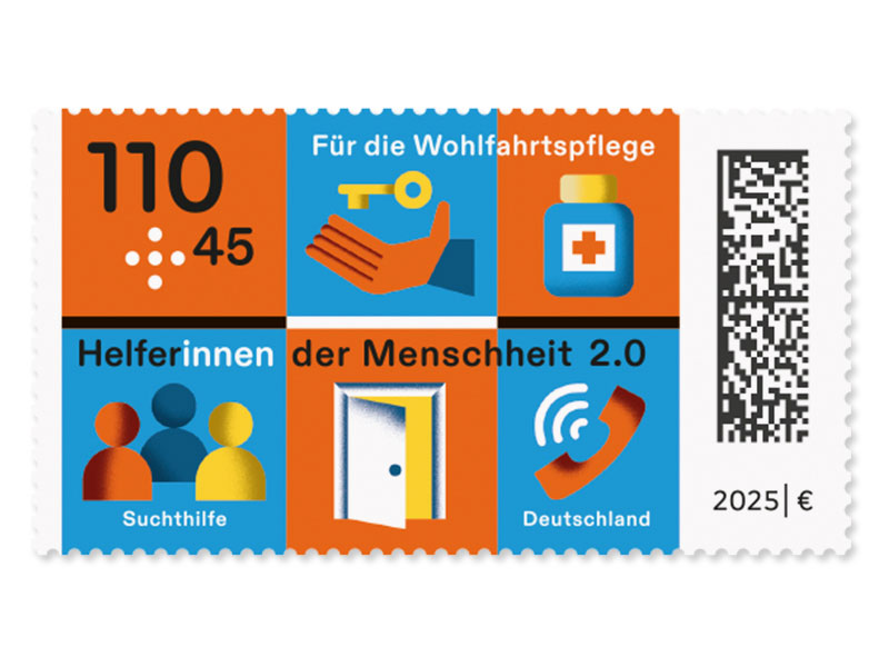 Helferinnen und Helfer der Menschheit 2.0 - "Suchthilfe", Briefmarke zu 1,10 + 0,45 EUR, 10er-Bogen