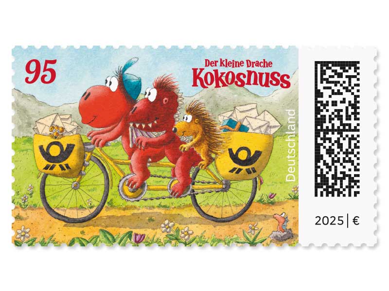Der kleine Drache Kokosnuss, Briefmarke zu 0,95 EUR, 10er-Bogen