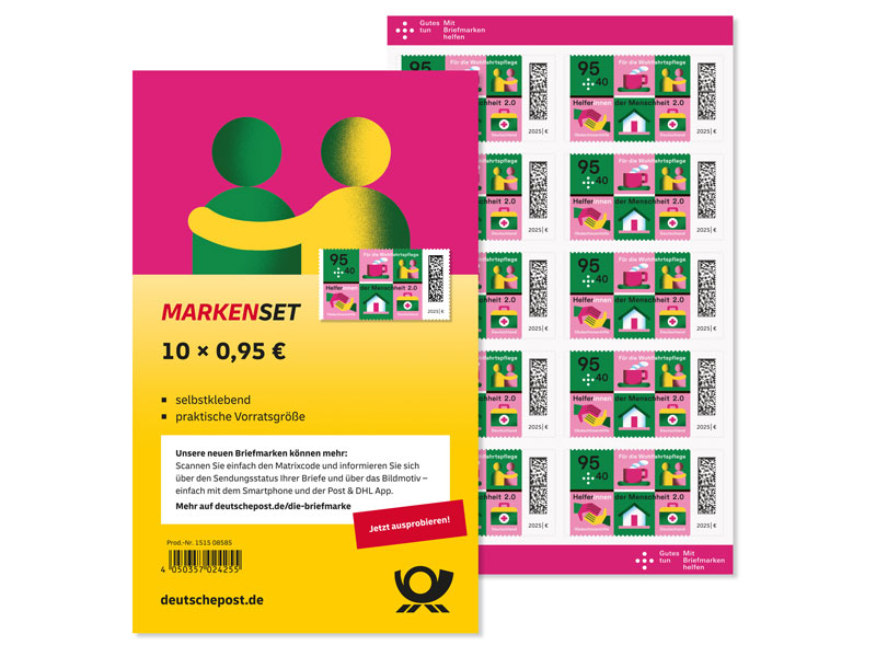 Markenset "Helferinnen und Helfer der Menschheit 2.0 - Obdachlosenhilfe", Briefmarke zu 0,95 + 0,40 EUR, 10er-Set