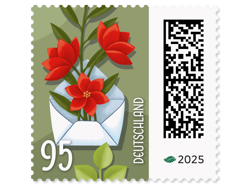 Geöffneter Brief, aus dem Blumen ranken