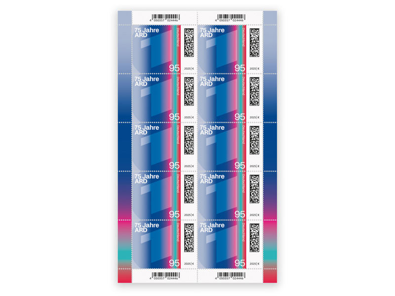 ARD-Logo mit teilweiser Überlagerung farbiger Linien