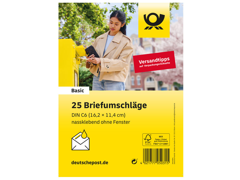 Briefumschlag ohne Fenster nassklebend, 25 Stck