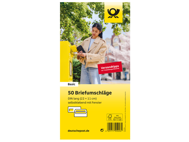 Deutsche Post Briefumschläge Format DIN lang mit Fenster 50 Stück