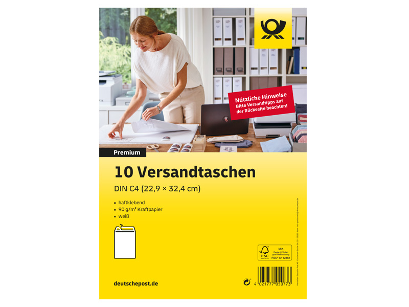 Deutsche Post Versandtasche Format DIN C4 ohne Fenster 10 Stück