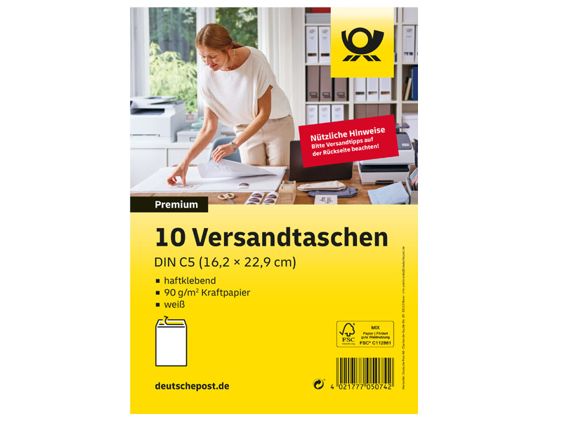 Deutsche Post Versandtasche Format DIN C5 ohne Fenster 10 Stück