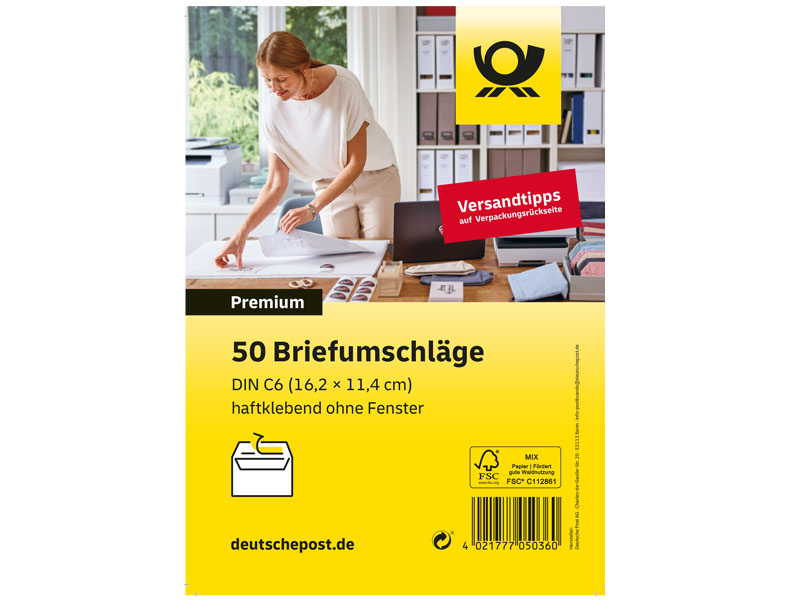 Briefumschlag ohne Fenster haftklebend DIN C6