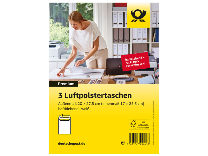 Deutsche Post Luftpolstertasche Typ D, weiß, 3 Stück