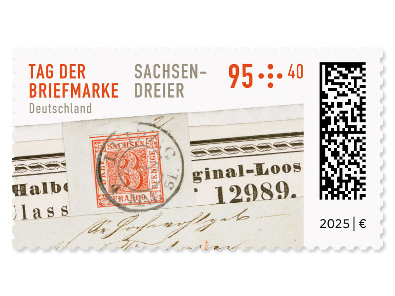 Ausschnitt eines Streifband-Briefes mit der historischen Briefmarke