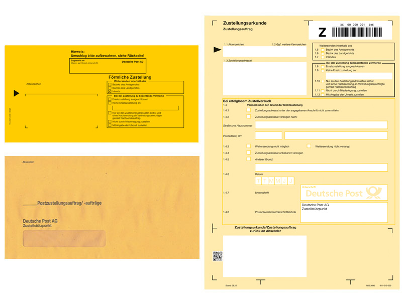 Komplettset Postzustellungsauftrag, 25 Stck