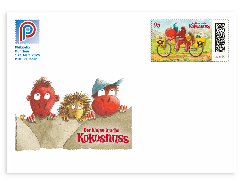 Logo der Veranstaltung und Der kleine Drache Kokosnuss mit seinen Freunden