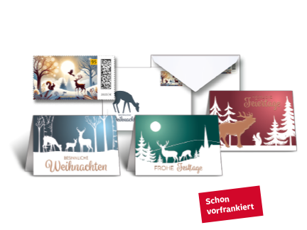 Grusskartenset Weihnachten im Weihnachtswald