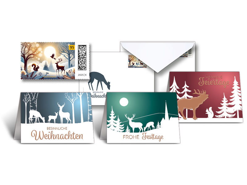 Grußkartenset "Im Weihnachtswald"